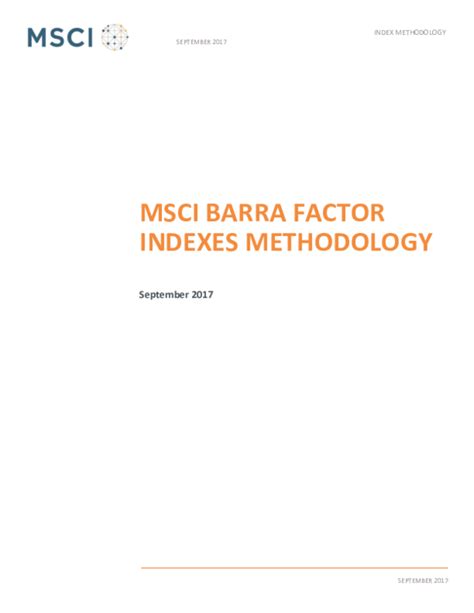 Msci barra index - MSCI Indexes Underlying Exchange Traded Products. Communications Education Equity Factsheets Derivatives Methodology Performance ... The Barra US Equity Model (USE4) - Empirical Notes . Sep 20, 2011. Download Research authors. Jun Wang, Vice President, MSCI Research